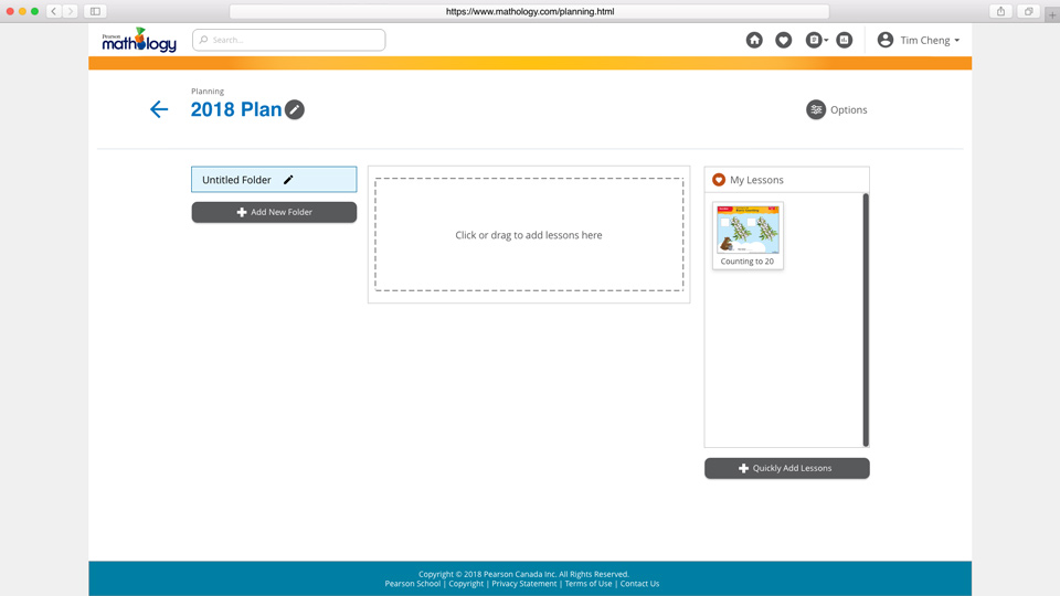 A newly created plan that is awaiting for the user to add lessons