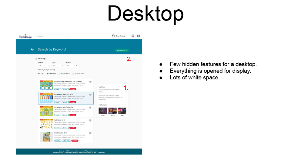 Powerpoint presentations to show the main concerns of designing desktop before mobile